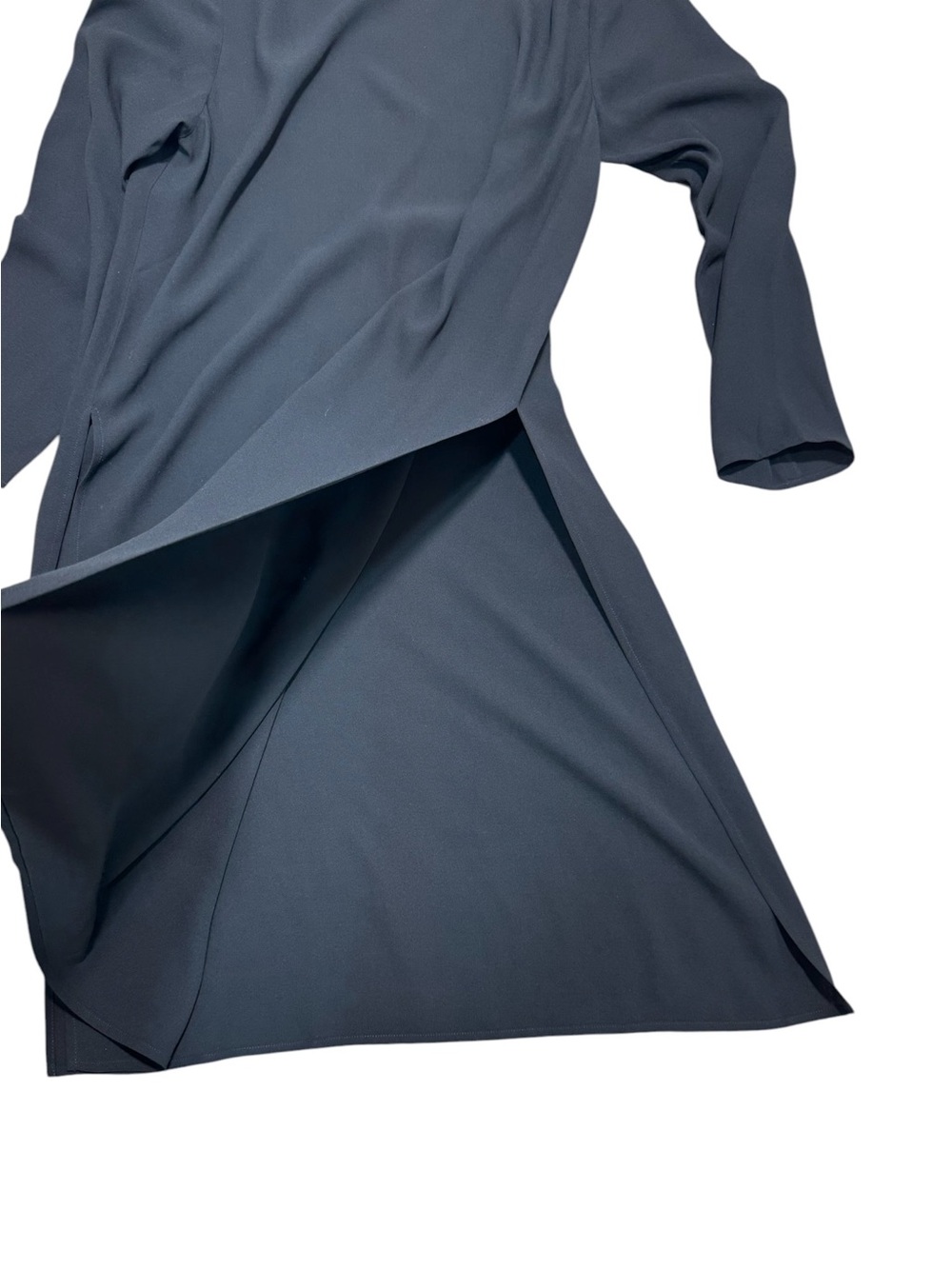 Eileen Fisher Womens M Black 100% Silk Tunic Dress High Side Slits Long Sleeve - Picture 11 of 13